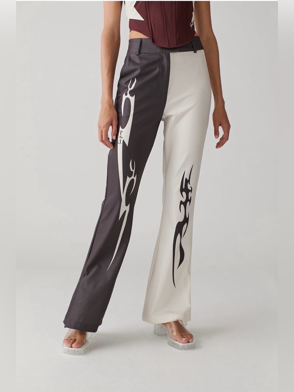 New House Of Sunny colorblock Graphic flare pant  New without Tags